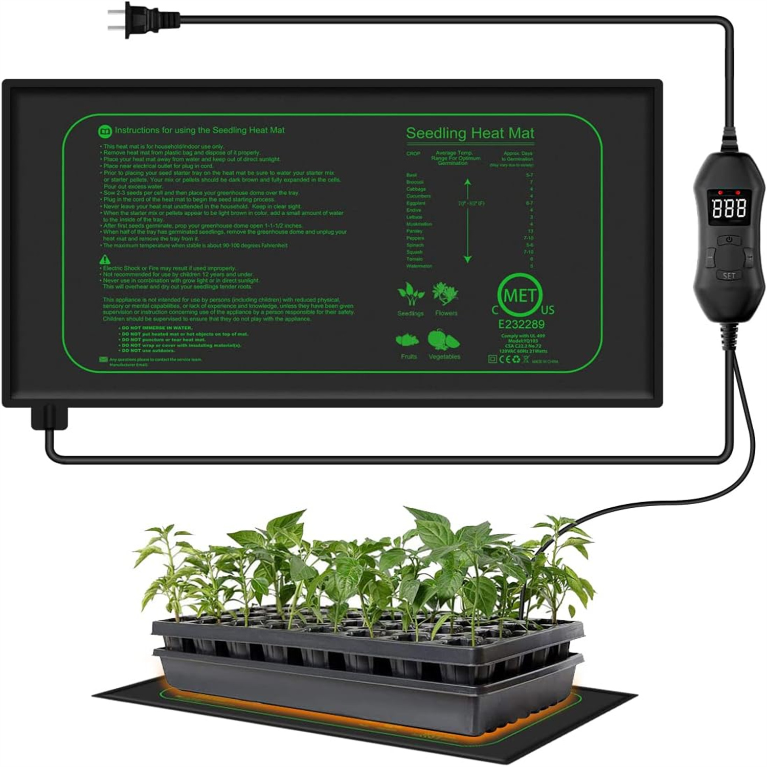 Seedling Heat Mat - Tappetino Riscaldante per Semenzai con Termostato
